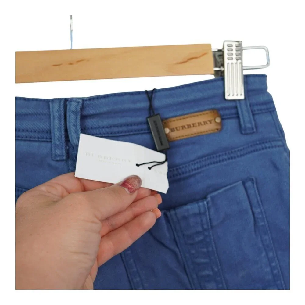 Burberry‎ Denim Shorts Kids Size 10 Blue Cuffed Stretch Minimalist Luxury
